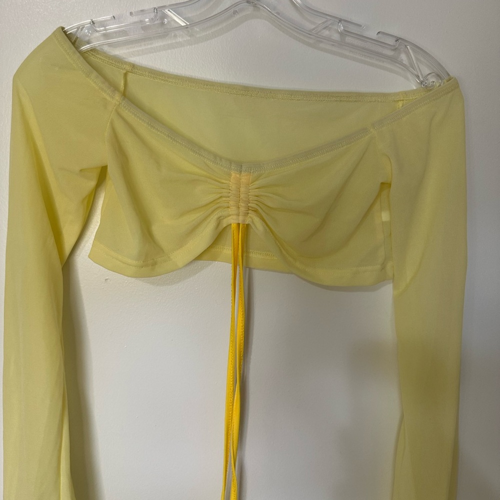 Yellow Off-Shoulder Crop Top